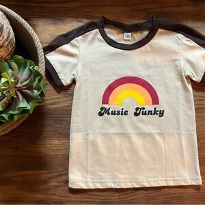 Music Funky Kids T-Shirt - Cream and Brown